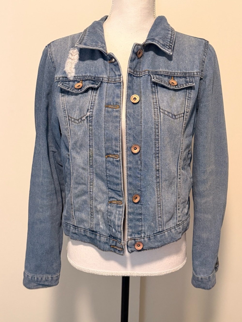 Ci Sono Distressed Denim Jean Jacket Size L